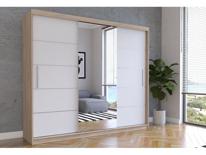 Гардероб с огледало ALBA (корпус дъб сонома/лице бяло)